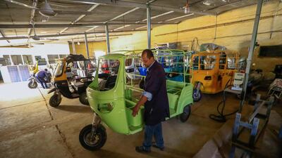 The tuk-tuks often come in bright colours.
