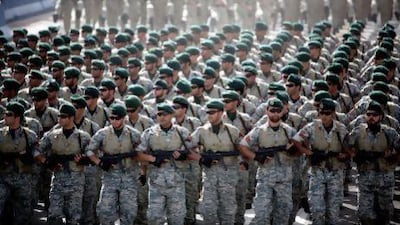 Iranian army's special forces march during an Army Day parade in Tehran.