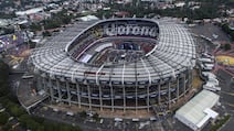 (FILES) This file photo taken on June 27, 2018, shows an aerial view of the Azteca stadium in Mexico City, on June 27, 2018, before the start of the closing campaign rally of Mexico's presidential candidate Andres Manuel Lopez Obrador, of the coalition "Juntos haremos historia". - At a televised announcement in New York on June 16, 2022, officials confirmed the list of venues for the FIFA 2026 World Cup co-hosted by Canada, Mexico and the United States, for what will be the first ever 48-team World Cup. Mexico will be hosting the finals for a third time after serving as solo hosts in 1970 and 1986. Mexico City's Azteca Stadium will be the first stadium to feature in three separate World Cups. Other Mexican venues include Guadalajara's Estadio Akron and Monterrey's Estadio BBVA. (Photo by PEDRO PARDO / AFP)
