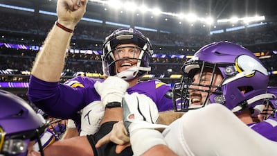 Minnesota Vikings kicker Greg Joseph celebrates with teammates after his game-winning field goal against the Indianapolis Colts. USA Today