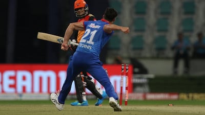 Marcus Stoinis of Delhi Capitals took three wickets against Sunrisers Hyderabad. Sportzpics for BCCI