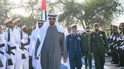 President Sheikh Mohamed bin Zayed attends the UAE Armed Forces unification ceremony at Abu Mreikhah. All photos: UAE Presidential Court