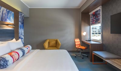 Double bedroom at the Aloft in Al Ain. Courtesy Aloft Al Ain