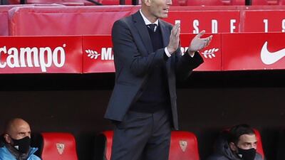 Real Madrid manager Zinedine Zidane at the Sanchez Pizjuan Stadium. EPA