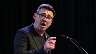 Labour's Andy Burnham delivers a victory speech after being declared the winner of the Makerfield by-election. EPA