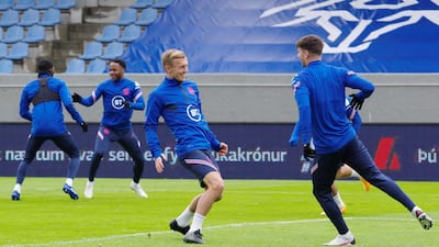 England's James Ward-Prowse, centre, during training. Reuters