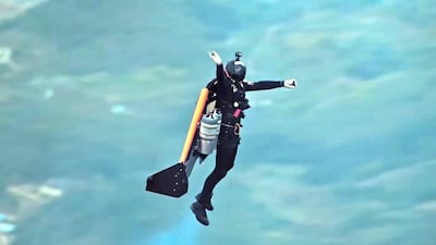 The Jetman duo flew over China's Tianmen Mountain at speeds of close to 300kph. Courtesy: Expo 2020 / Mission: Human Flight