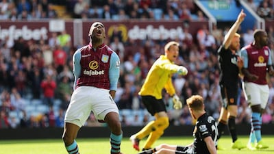 Fabian Delph of Aston Villa reacts after failing to score against Hull City during their Premier League match on Sunday. Clive Mason / Getty Images