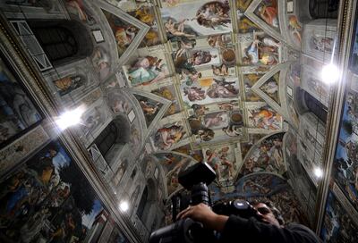 The Sistine Chapel, where popes have been elected since the mid-15th century is visited by 6 million tourists a year to marvel at Michelangelo’s ceiling and his depiction of the Last Judgment on the altar wall. AFP