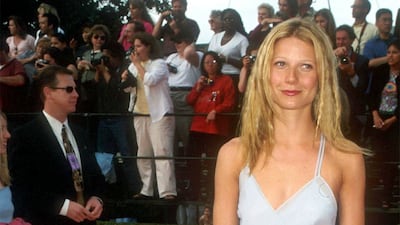 Gwyneth Paltrow, in a pale blue slip dress, arrives at the sixth annual Screen Actors Guild Awards on March 12, 2000 in Beverly Hills, California. Getty Images