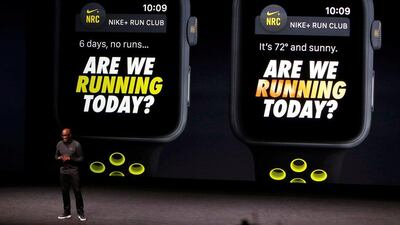 Trevor Edwards, president of Nike Brand, discusses the Apple Watch with Nike+. Beck Diefenbach / Reuters