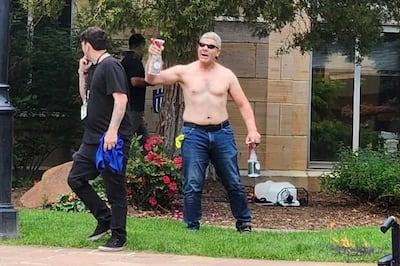 Mohamed Soliman attacks pro-Israel demonstrators in Boulder, Colorado, on June 1, 2025. Lisa Turnquist via AP
