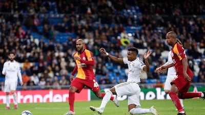 Rodrygo's incredible night ends with a hat-trick in stoppage time as Real beat Galatasaray 6-0 in the Champions League at the Santiago Bernabeu. AP