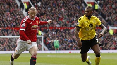 Manchester United’s Wayne Rooney in action with Aston Villa’s Leandro Bacuna. Action Images via Reuters / Jason Cairnduff