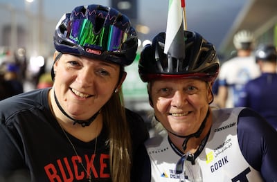 UAE residents Alannah Francesca, left, and Annie McManagle, at Dubai Autodrome. Chris Whiteoak / The National