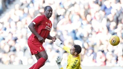 Emile Heskey scores the third goal for the Liverpool legends. Press Association