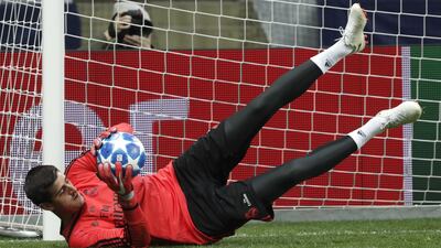 Thibaut Courtois attends a training session. EPA