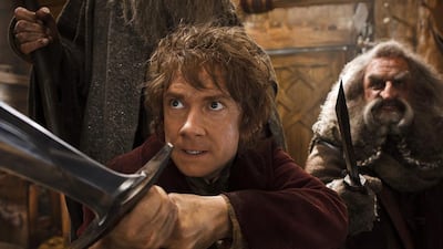 Martin Freeman as Bilbo Baggins, left, and John Callen as Oin in a scene from The Hobbit: The Desolation of Smaug. Warner Bros. Pictures, Mark Pokorny / AP Photo
