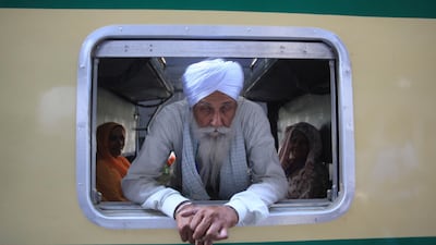 Sikh pilgrims arrive at Wagah border to attend the 180th death anniversary of Sikh ruler Maharaja Ranjit Singh in Lahore, Pakistan. EPA