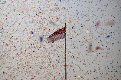 The Indonesian flag rises during the handover ceremony of Indonesian President Prabowo Subianto and Defence Minister Sjafrie Sjamsoeddin in Jakarta on Tuesday. AFP