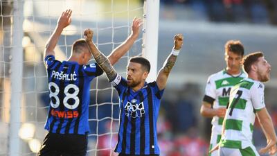 Alejandro Gomez of Atalanta celebrates during the Serie A match. Getty