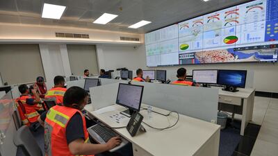 Employees of the coronavirus disease seen in the operations room of the Saudi Red Crescent. AFP