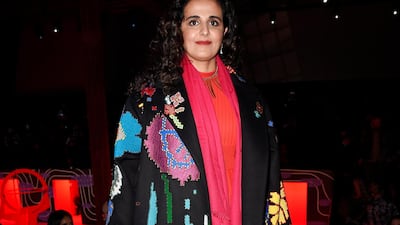 Sheikha Al-Mayassa Bint Hamad Al-Thani attends the Prada show during Milan Fashion Week on February 20, 2020. Getty Images