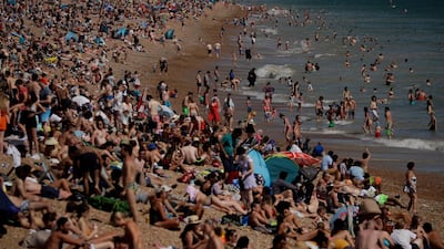 A packed Brighton beach on Britain's hottest day of the year on June 24 2020. AP Photo