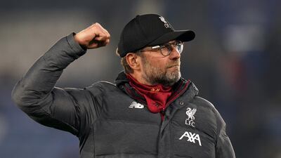 Jurgen Klopp celebrates Liverpool's win over Leicester City at The King Power stadium. EPA
