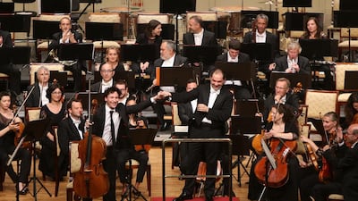 From France with love: the Orchestre National du Capitole de Toulouse, with Tugan Sokhiev and Edgar Moreau, performed to great response at Abu Dhabi Classics on Tuesday night, at the Emirates Palace hotel in Abu Dhabi. Delores Johnson / The National
