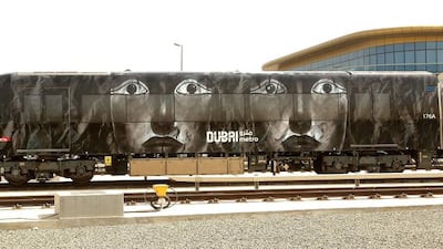Safwan Dahoul, a Syrian artist who lives in Dubai has been working on his Dream series for more than 25 years. It consists of many black-and-white paintings depicting a female form in an ethereal state. A Dubai Metro train is now wrapped in one of these paintings thanks to Dubai Culture. Courtesy RTA and Dubai Culture
