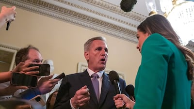 US House Speaker Kevin McCarthy, a Republican from California, speaks to members of the media at the US Capitol in Washington. Bloomberg
