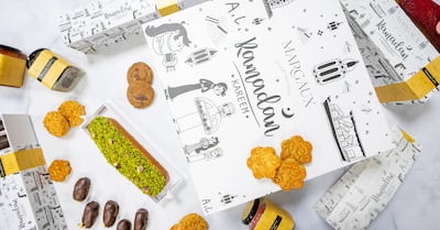 Emirati artist Abdulla Lutfi has created Ramadan-themed artwork for Margaux pastry shop. Photo: Jumeirah Mina A’Salam