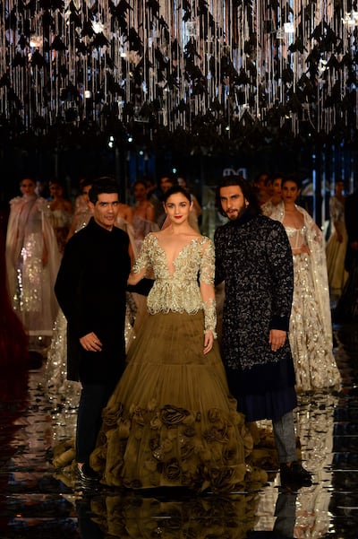 Manish Malhotra, left, during FDCI India Couture week 2017. AFP