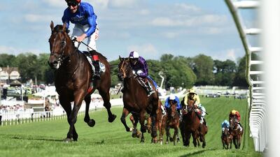 Adam Kirby guides Adayar to victory in the Derby at Epsom on June 5, 2021. AFP