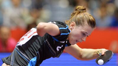 Natalia Partyka of Poland at the 2014 World Team Table Tennis Championships in Tokyo on April 28, 2014. AFP