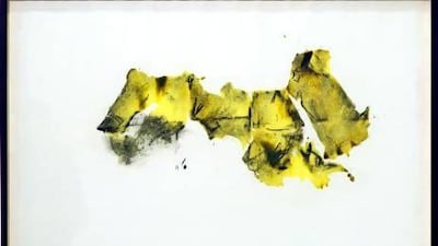 The artwork Arab World Map Construct / Reconstruct by Shawki Youssef is a map of the Arab world as it appears on the Baath party logo. Courtesy Green Art Gallery