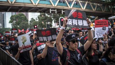 Protesters take part in a rally to demand a complete withdrawal of an extradition bill in Hong Kong, China. EPA