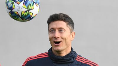 Bayern Munich's Robert Lewandowski during training ahead of the Champions League match against Tottenham Hotspur. Reuters