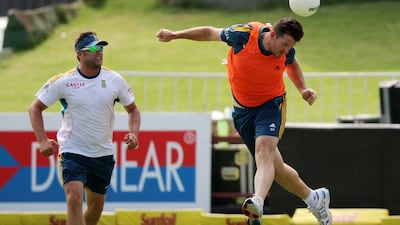 Jacques Kallis, left, playing football with Graeme Smith, is retiring from Test cricket. Anesh Debiky Getty Images