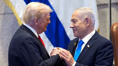 President Donald Trump,left, with Israel's Prime Minister Benjamin Netanyahu in Jerusalem in October 2025. Reuters