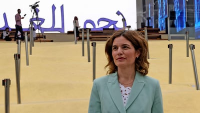 Israel's Minister of Environmental Protection, Tamar Zandberg, at her country's pavilion at Expo 2020 Dubai. Karim Sahib / AFP