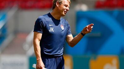 Jurgen Klinsmann conducts a USA training session on Wednesday ahead of their Thursday meeting with Germany at the 2014 World Cup in Brazil. Kevin C Cox / Getty Images / June 25, 2014