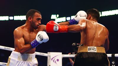 Sultan Al Nuaimi punches Sohaib Haque on his way to victory against Sohaib Haque in their bantamweight contest. Getty