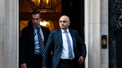 Home Secretary Sajid Javid leaves Number 10 Downing Street in London, England. Getty Images