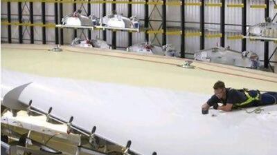 An Airbus A380 wing is made in Broughton, UK. The UAE wants to focus on producing composite aircraft parts.