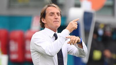 Italy manager Roberto Mancini during the Euro 2020 Group A match between Italy and Wales. EPA