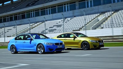 The BMW M3, left, and the M4, which is what used to be the two-door M3 Coupé, can still be hard-edged racers, despite an engine downgrade. Courtesy BMW