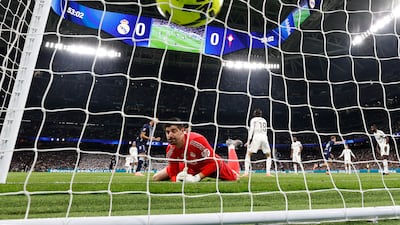 Real Madrid goalkeeper Thibaut Courtois watches Williot Swedberg's finish to put Celta Vigo 1-0 up hit the back of the net. EPA