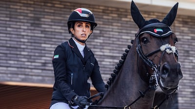 Sheikha Latifa rides her horse, Cornet XL. Photo: Emirates Jumping
